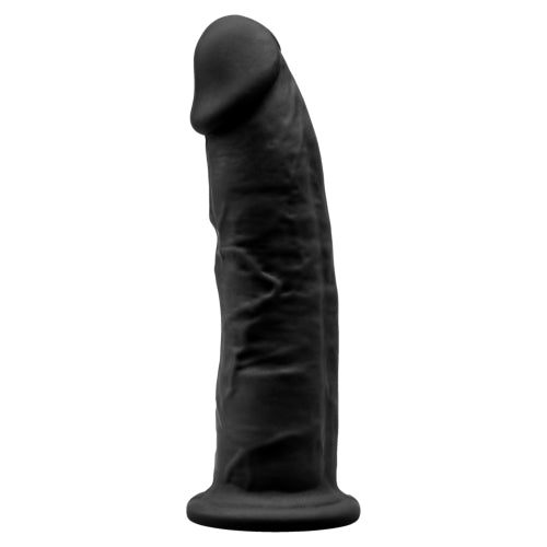 9 inch Realistic Girthy Silicone Dual Density Dildo with Suction Cup Black