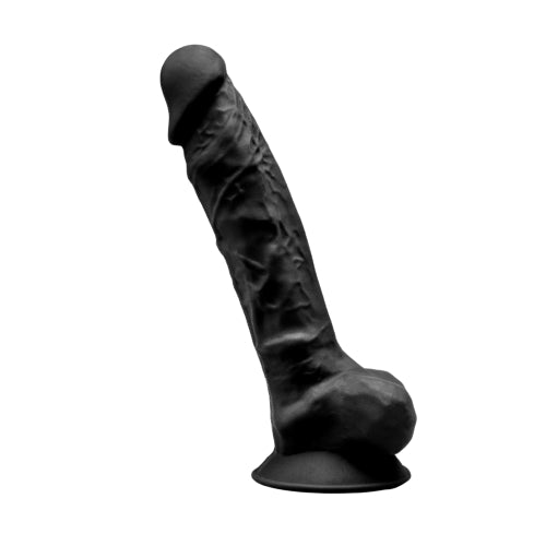 9 inch Realistic Silicone Dual Density Dildo with Suction Cup with Balls Black