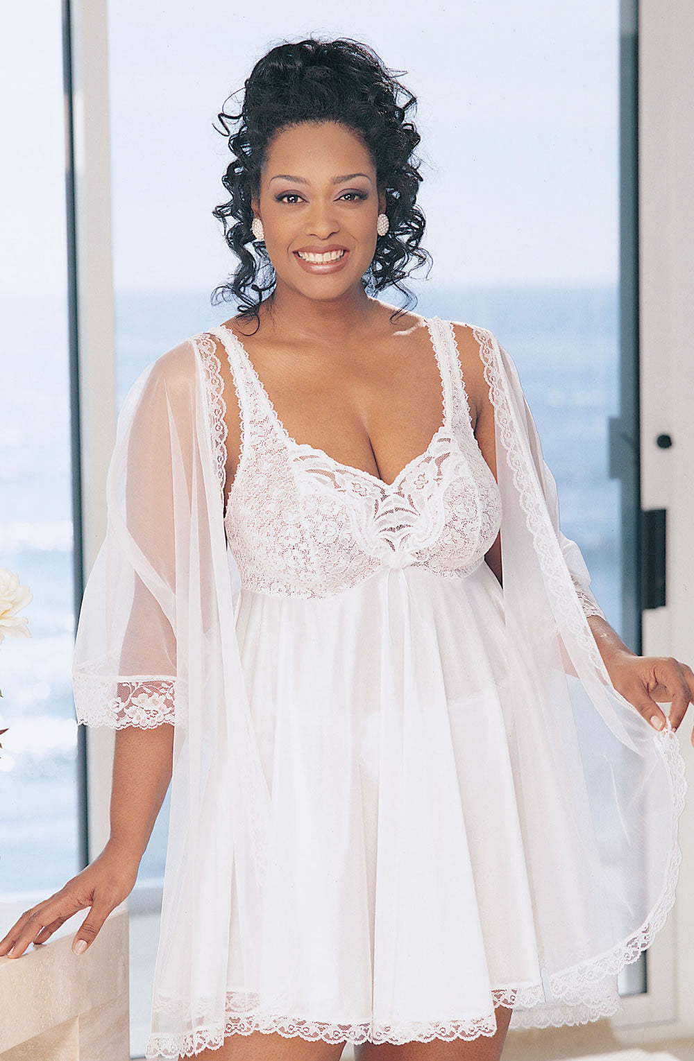 Shirley of Hollywood X3595 White 3 Piece Babydoll